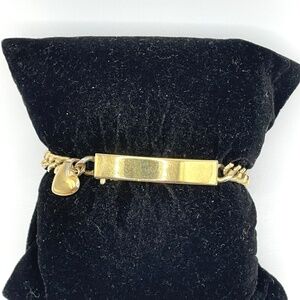 Speidel Gold Electroplate Vintage ID Bracelet Heart Charm 6 3/4" Engravable